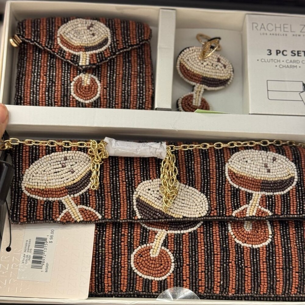 Rachel Zoe beaded clutch set